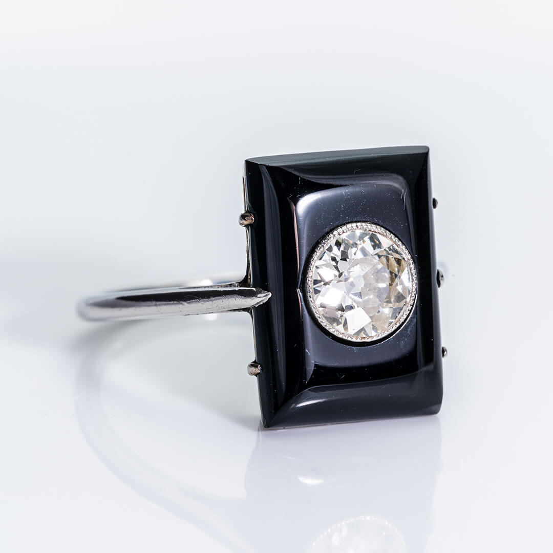 Art Deco Diamond and Onyx Ring
