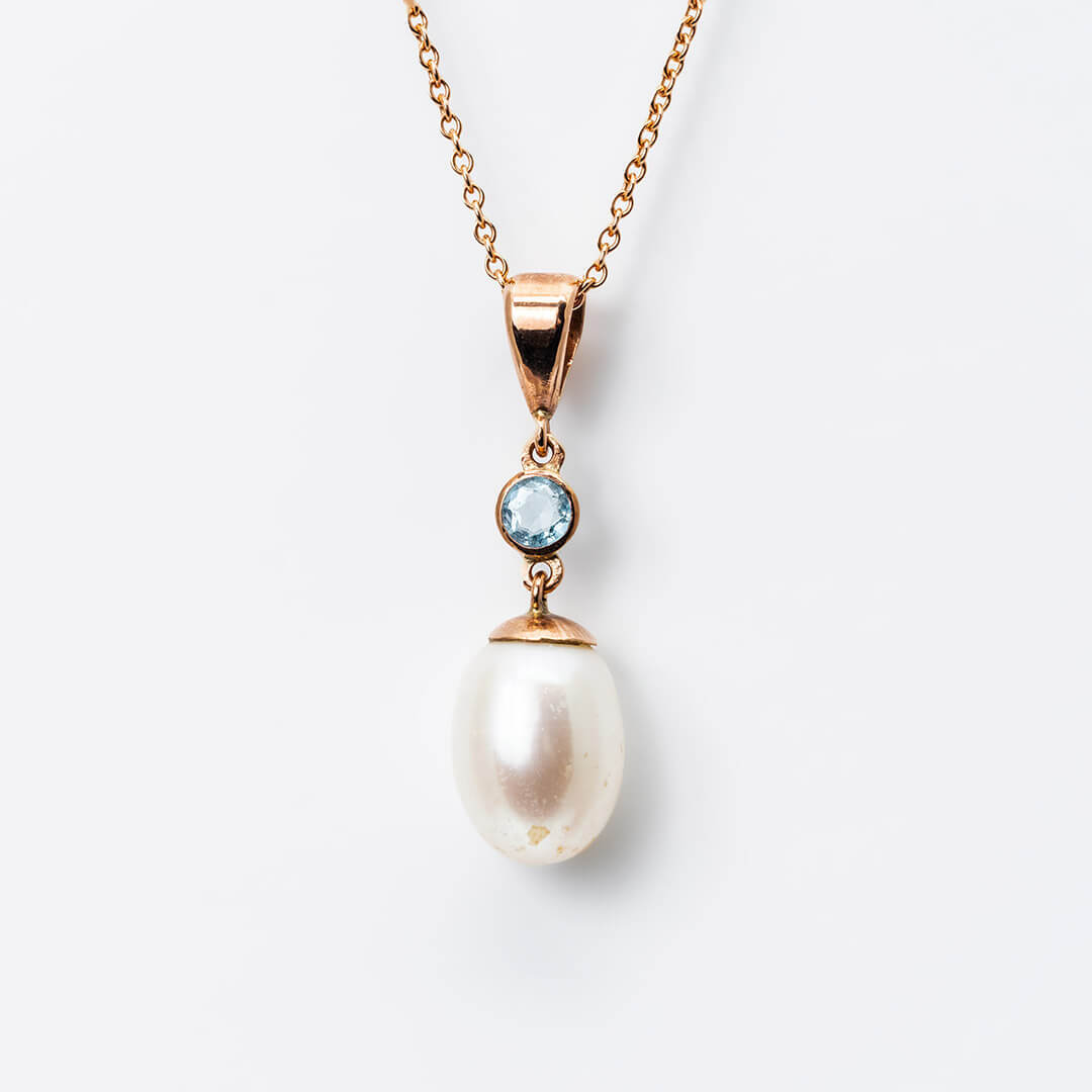 Pearl and Aquamarine Pendant