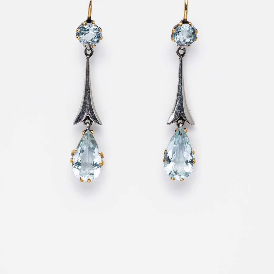 2 in 1 Oval Cut Aquamarine and Diamond Long Drop Earrings in White Gold by  Natalie Barney