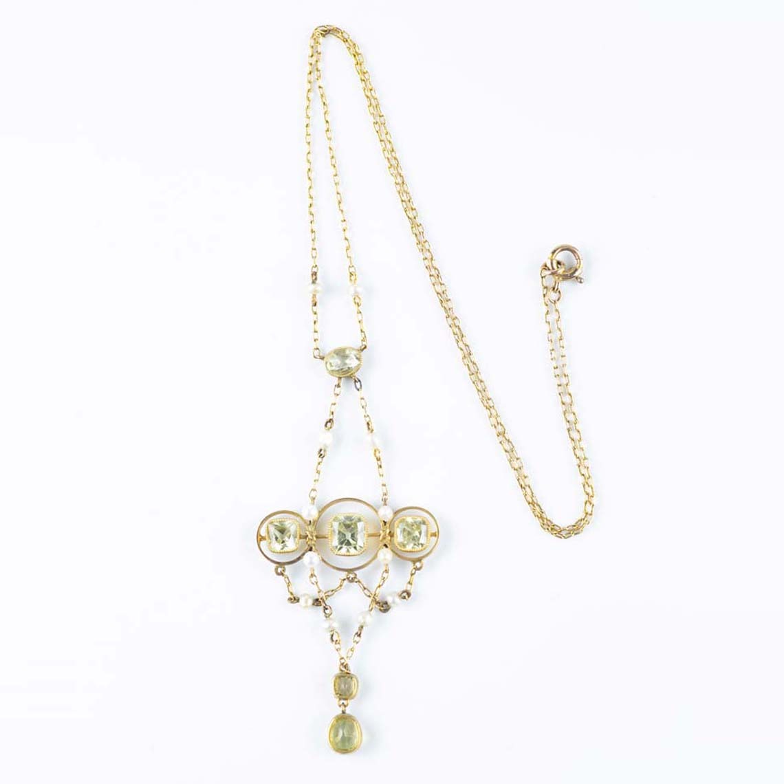 Victorian Tourmaline and Seed Pearl Necklace