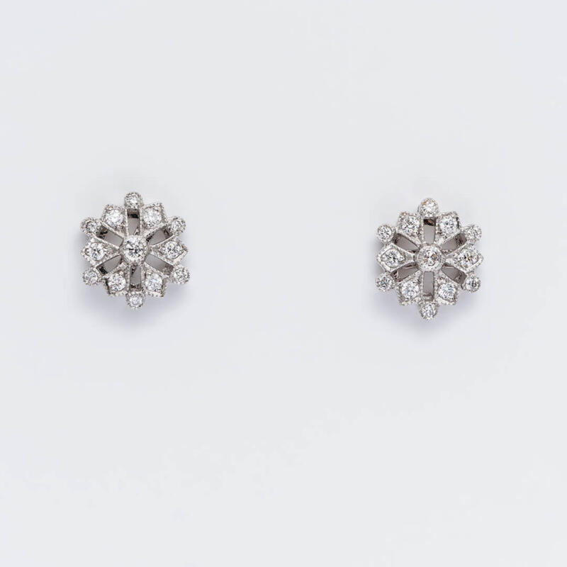 White Gold Diamond Snowflake Earrings