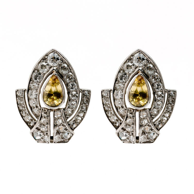 Art Deco Citrine and Diamond Earrings