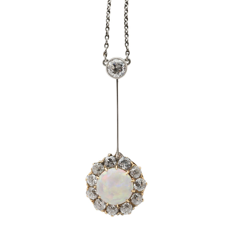 Vintage Opal and Diamond Pendant
