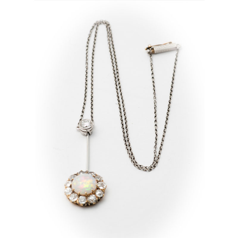 Vintage Opal and Diamond Pendant