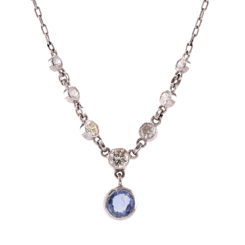 Vintage Sapphire and Diamond  Necklace